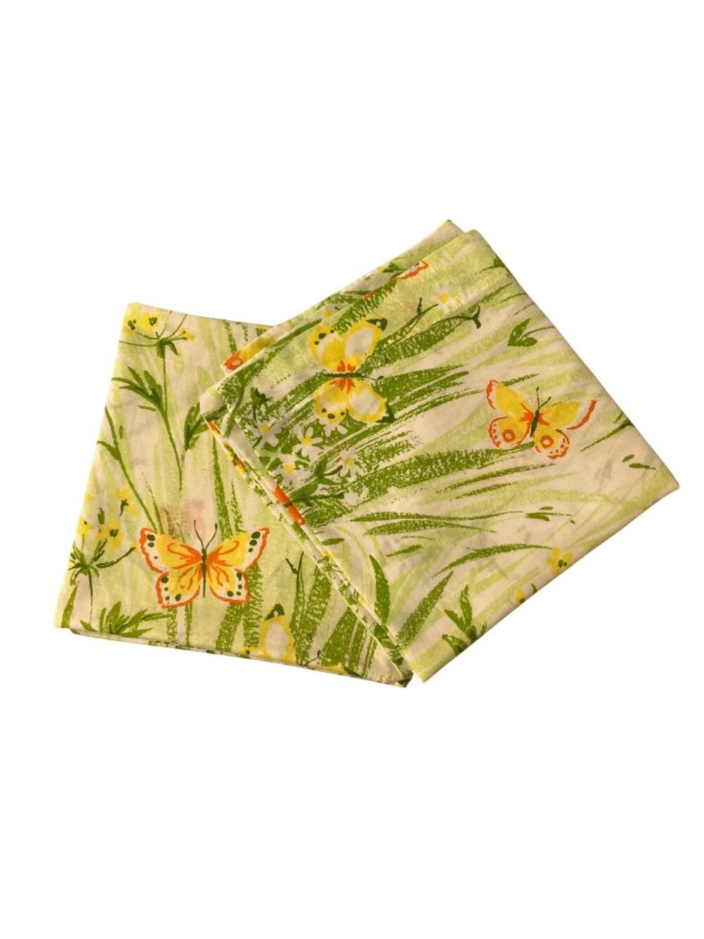 Vintage Butterfly Green And Yellow Floral Pillowcase Set of 2 King Size